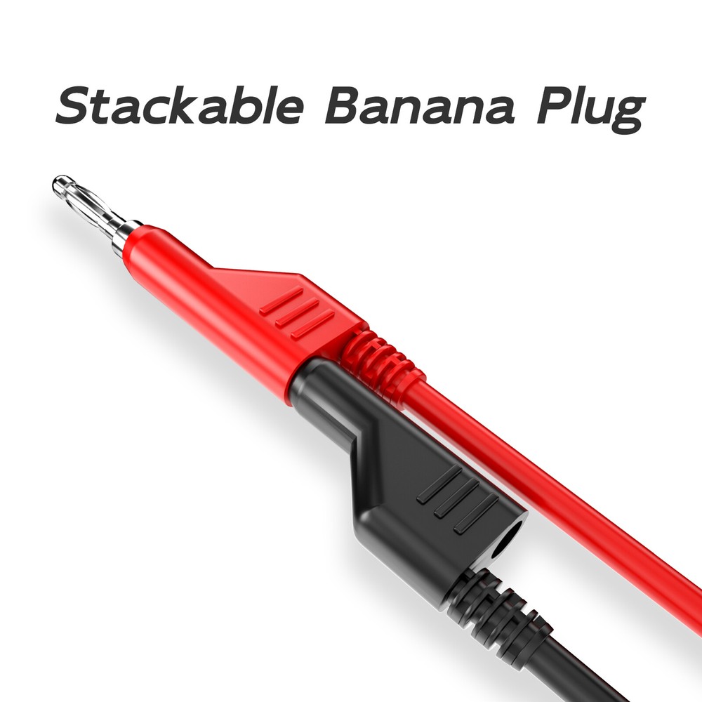 5PCS Multimeter Test Leads Test Hook Clip to 4mm Stackable Banana Plug Cable