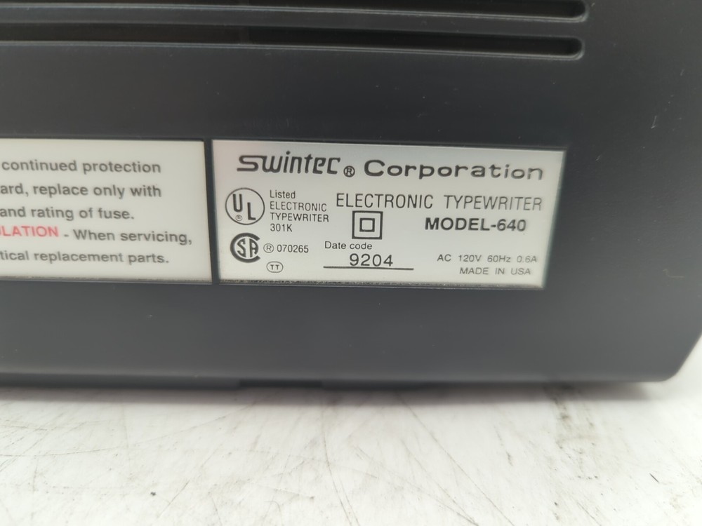 Swintec 640 Electronic Typewriter - Tested