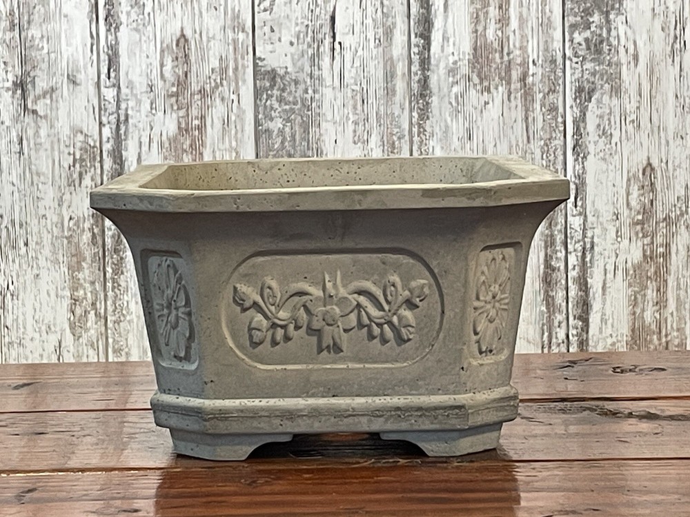 Large Rectangular Concrete Bonsai Pot 13.75” X 10” X 5.5”