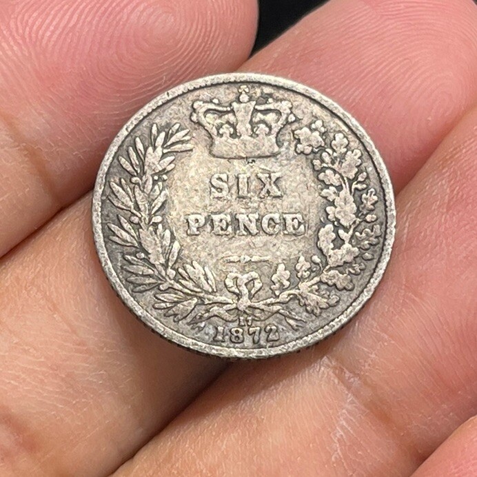 1872 Great Britain 6 Pence Silver Coin