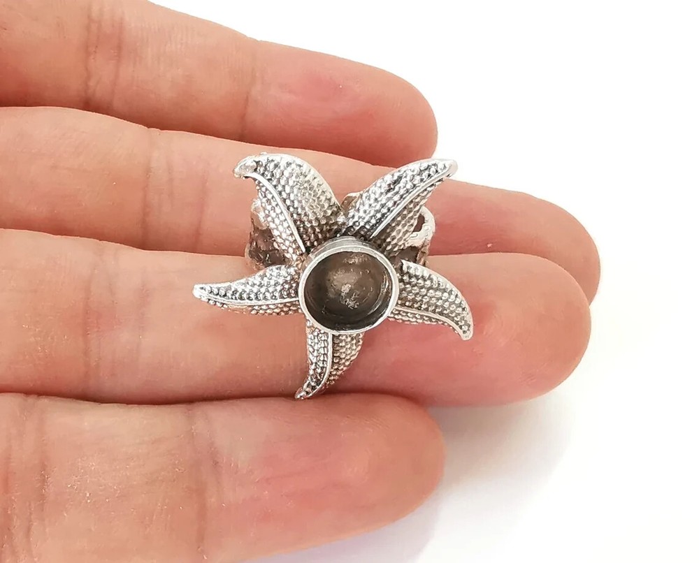 Starfish Ring Blank base bezel settings cabochon mountings Adjustable G25839