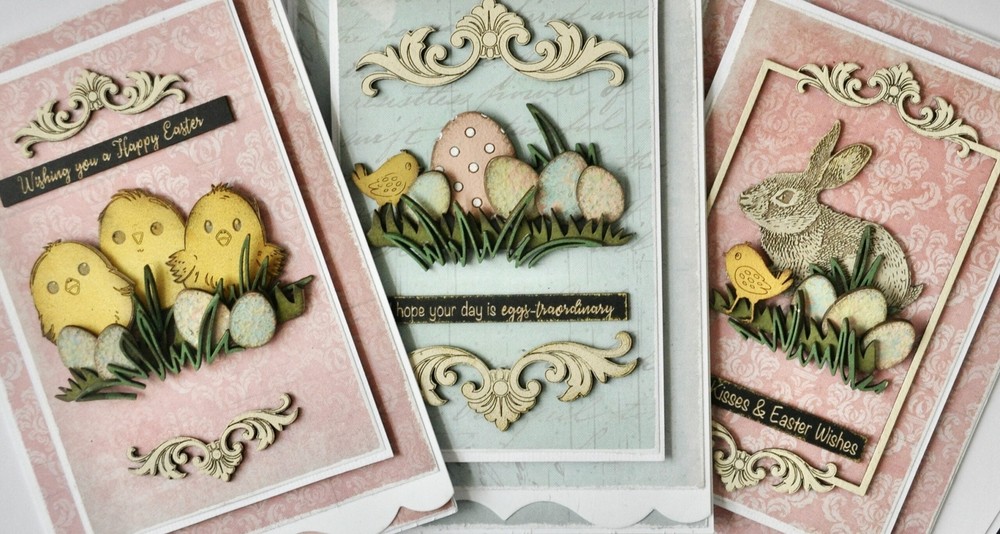 Dusty Attic Chipboard 3x6 - Card Sentiments - Easter #6 (Black), DA3748