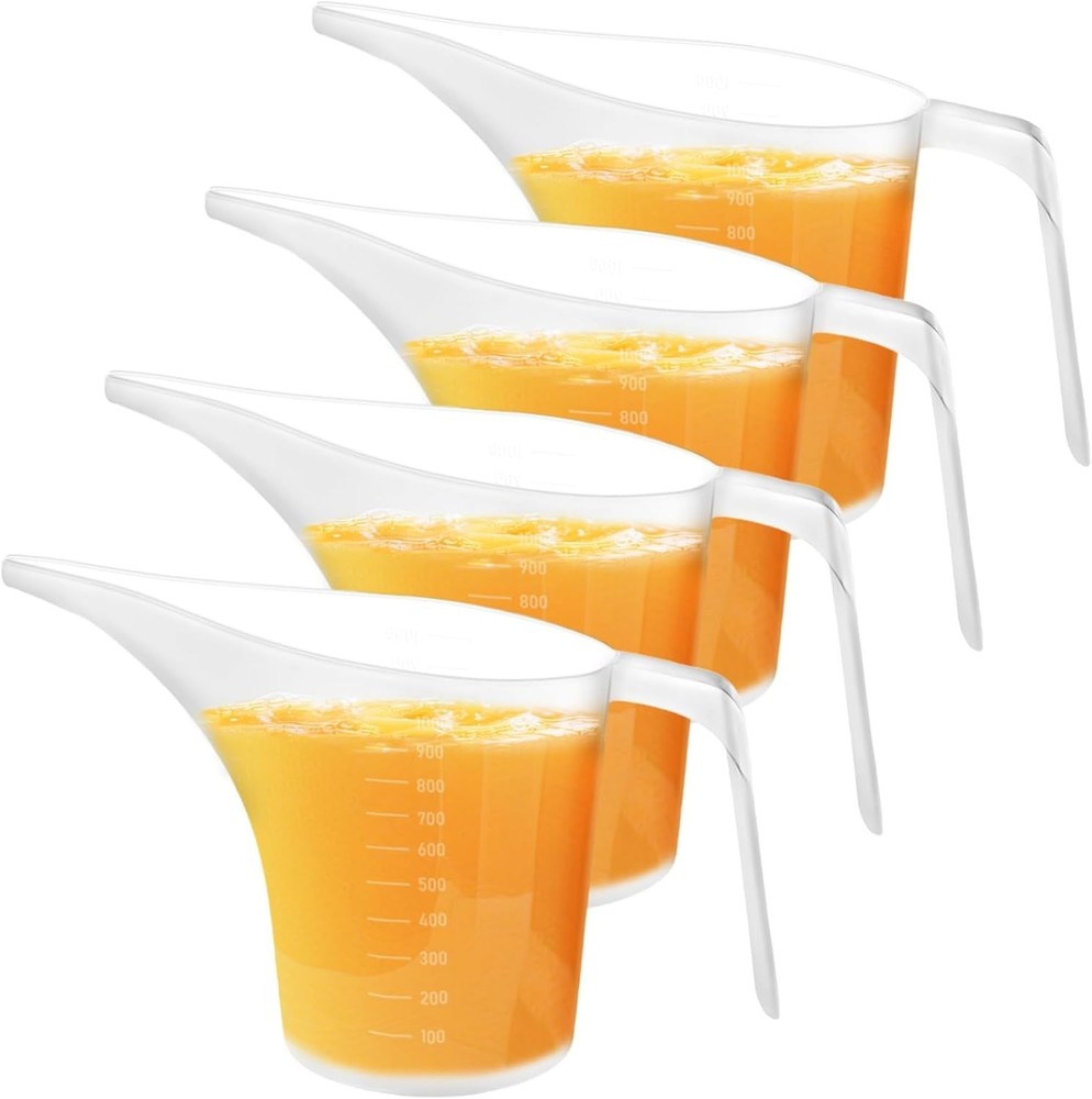 4 Pack Measuring Funnel Pitcher,PlasticMeasuring Cup W/ Long Spout,Large
