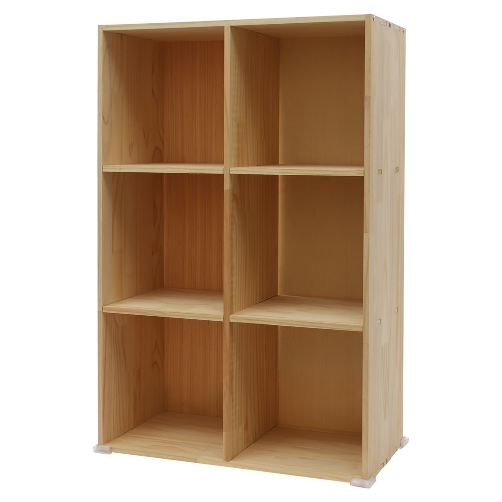 6 Cube Storage Organizer Solid Wooden Bookcase Display 2 Tier Shelving Bookshelf