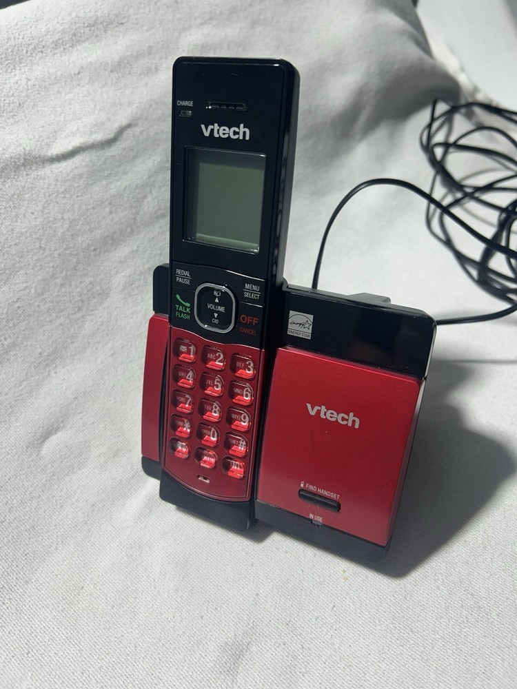 VTech Cordless Phone w/ Base Red Black Home Phone System Untested