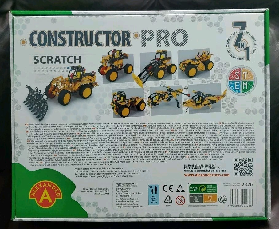 Alexander Metal Constructor 7-in-1 813 Digger Scratch w/Instruction Stem New