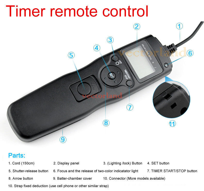 Timer Remote control intervalometer for Canon EOS 6D 7D 5D 50D 40D 30D Camera