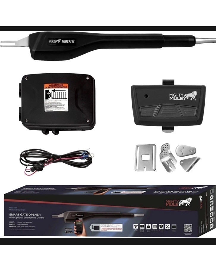 Mighty Mule MM371W Automatic Gate Opener, Smart and Solar Single, Black