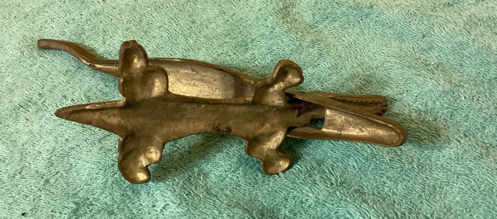 Vintage Solid Brass 9 3/4” Alligator/ Crockodile ? Nut Cracker.