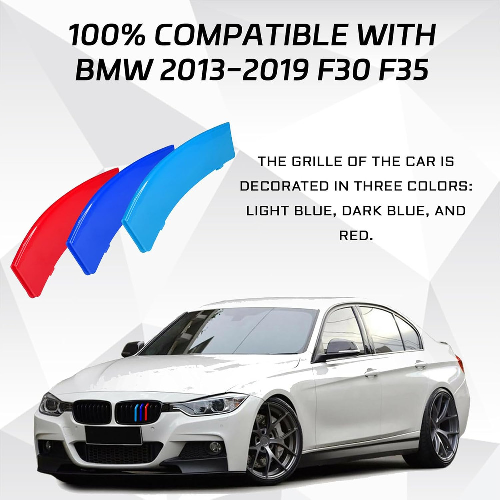 Grille Insert Trims for BMW Front Grill Inserts M-Colored Snap-On Grill Mesh Tri