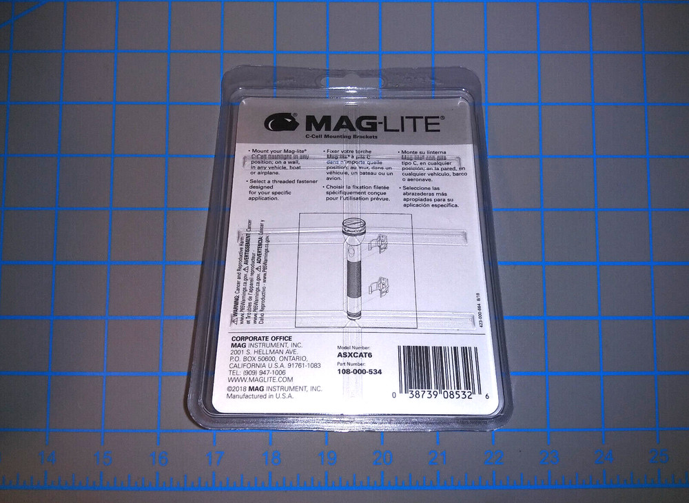 Maglite Black Universal Mounting Brackets for C-Cell Flashlight, 2 ASXCAT6 NEW