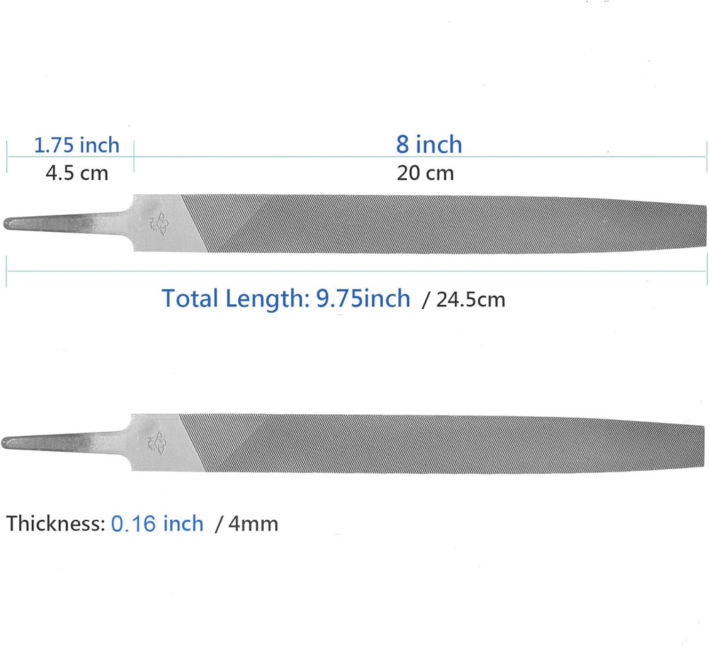 Axe File Sharpener Set 2PCS 8Inch, SKZIRI Flat Metal Axe File Rectangular Cut Mi