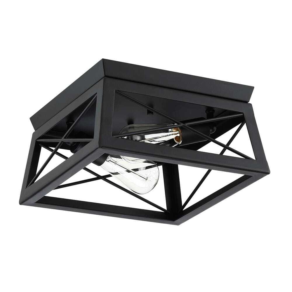 Hukoro Mousse 12 in. W. 2-Light Flush Mount with Matte Black finish