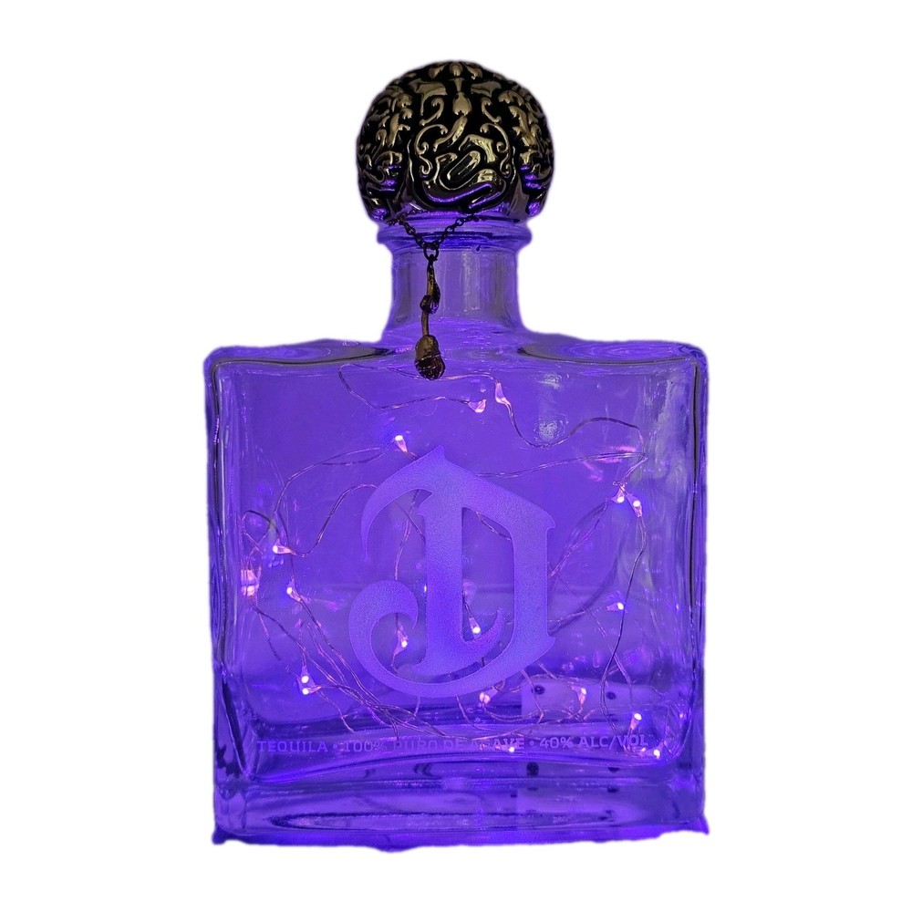 Deleon Platinum Tequila Bottle Repurposed, Lighted Bar Decor
