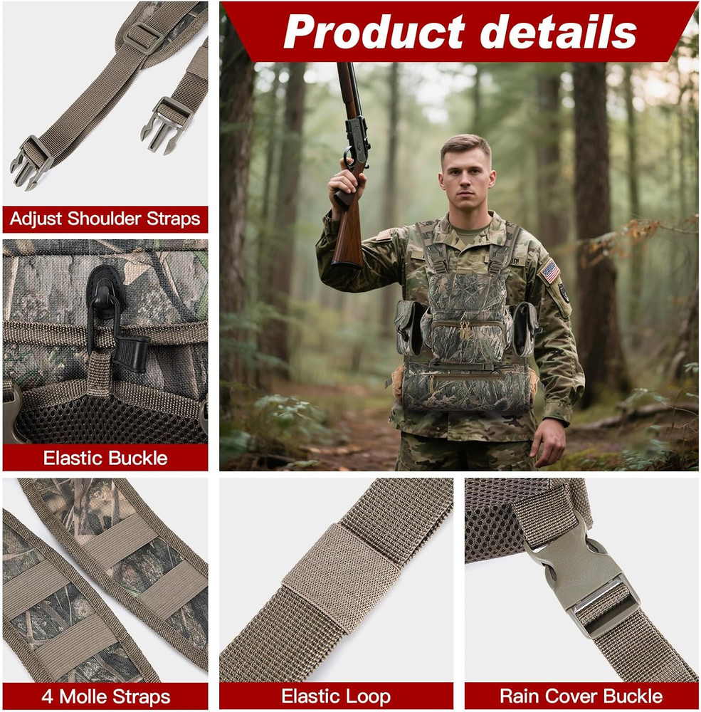 Binoculars Harness Chest Pack with Rangefinder Pouch and Hand Warmer Pockets, Ad