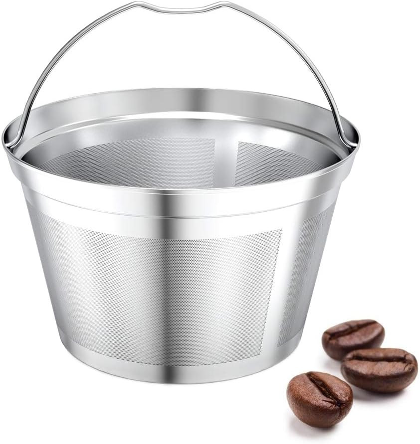 Coffee Filter Reusable 8 10 12 Cup Basket Replacement Filter-Stainless Steel Per