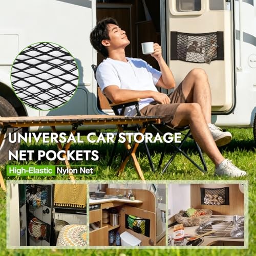 4PCS RV Cargo Storage Mesh Net,Elastic Stretchable Netting Pocket with 8