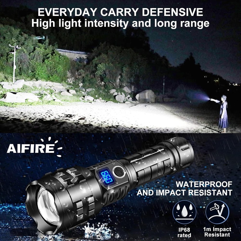 Worlds Brightest Flashlight 200000 lumens OLED Charging Display