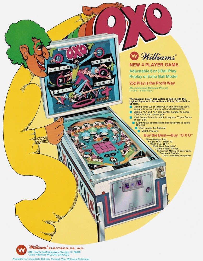 1973 Williams OXO Pinball Machine Maintenance Super Kit