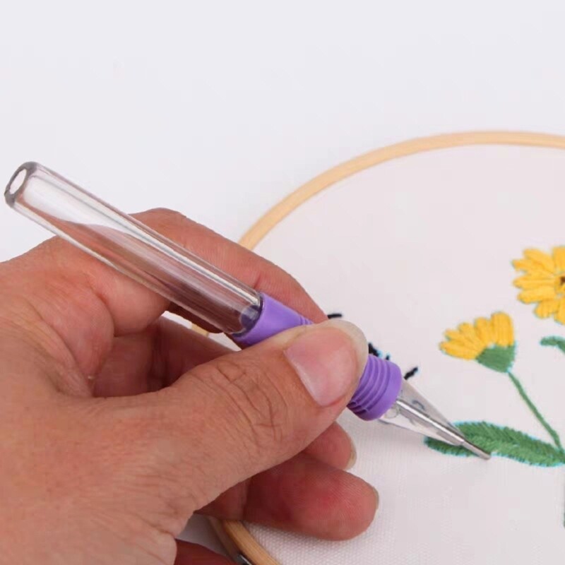 Embroidery Tool with Needle Threader Light Weight ABS Embroidery Pen Set