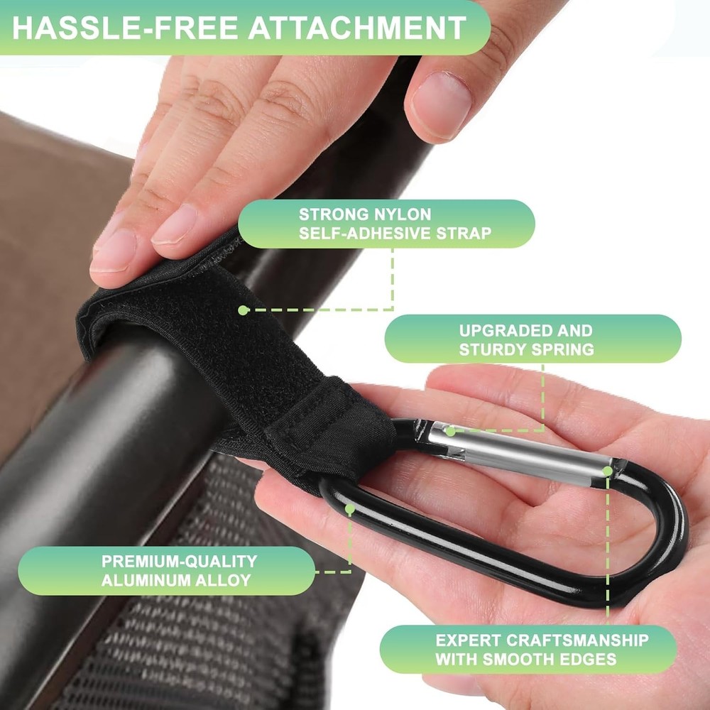 Durable Adjustable Stroller Hooks for Diaper Bags - Lightweight & Versatile