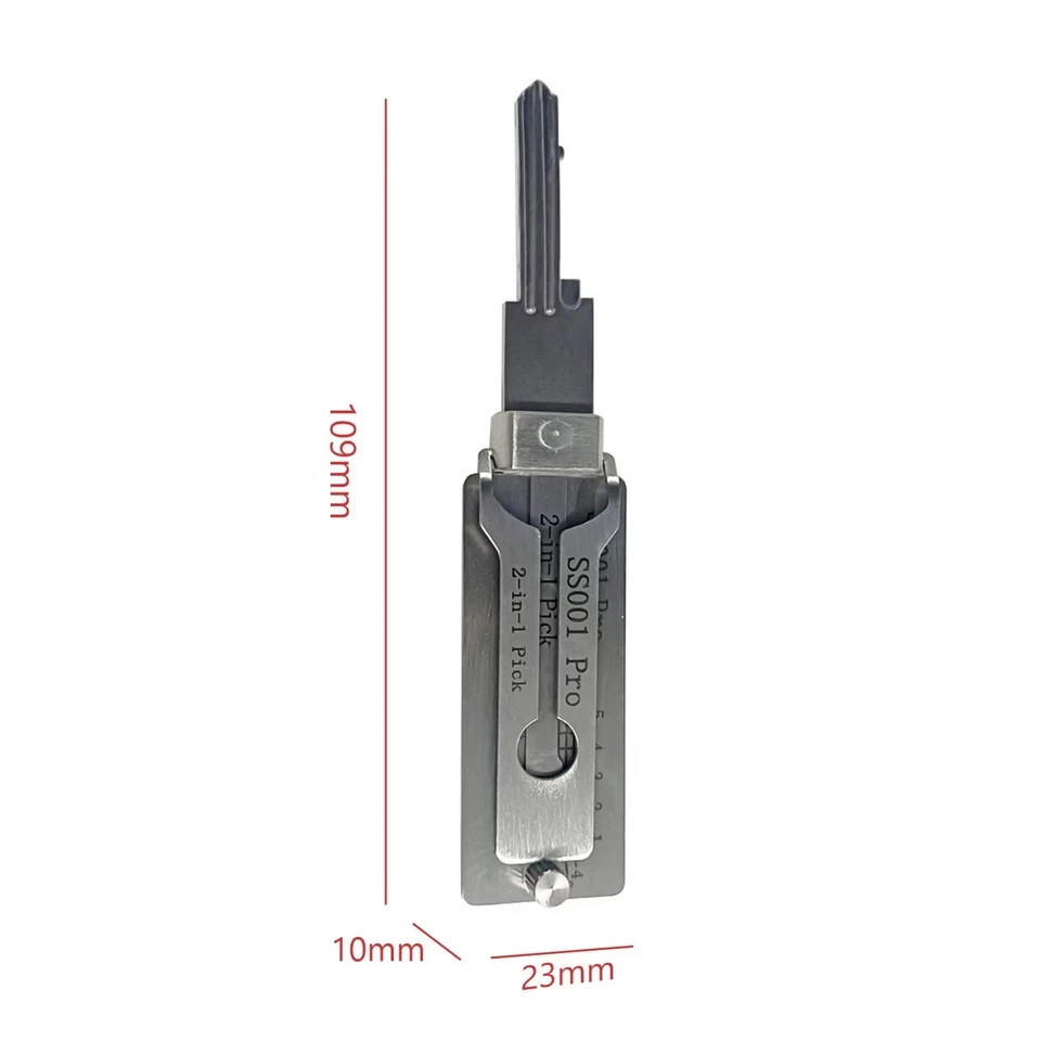 2-in-1 Stainless Steel Key Decoder Portable Precision Hook Pickup Hand Tool 1pcs