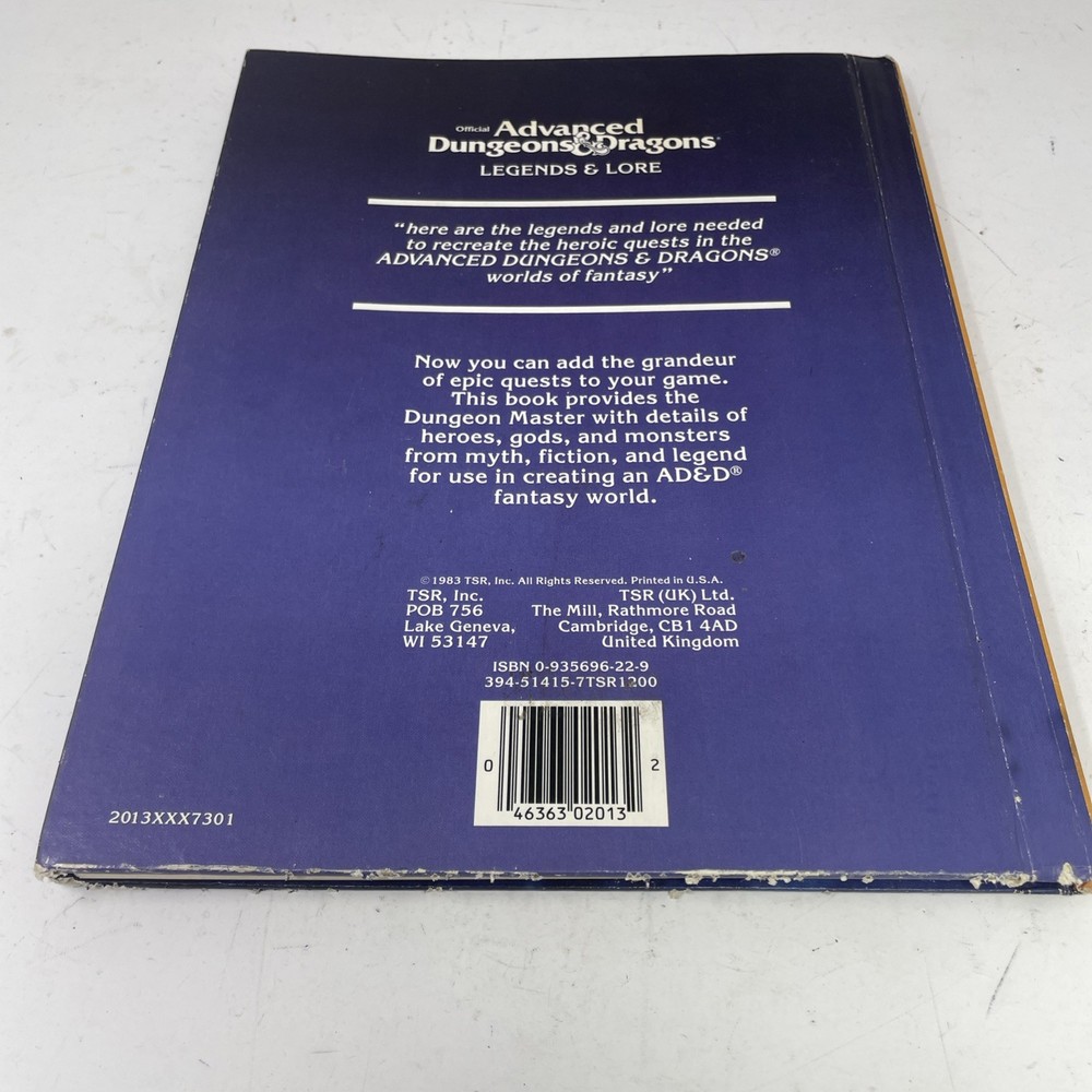 TSR Official Advanced Dungeons & Dragons Legend & Lore Book 1984