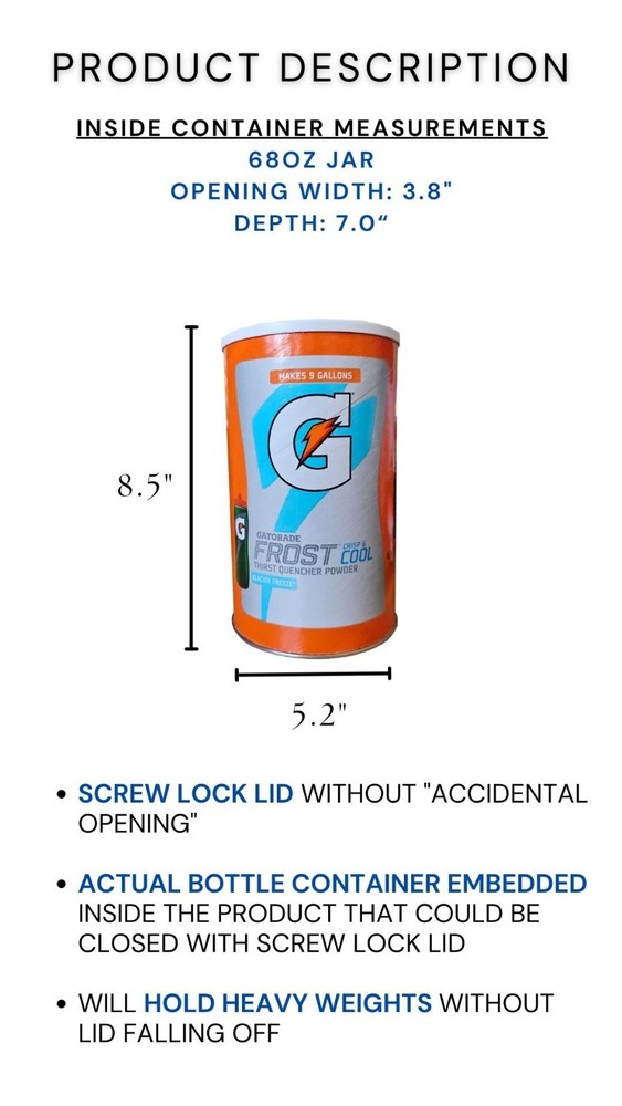 Gatorade XLarge Diversion Safe Stash Can Screw Lock Hidden Compartment