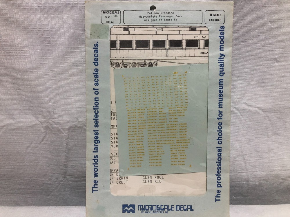 N Scale Microscale Decals 60-384 SF Pullman Standard Heavyweight Pass Cars