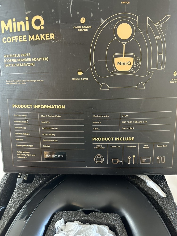 NEW MINI-Q Single Serve Ground Coffee Maker Auto Shut-Off Quiet Operation