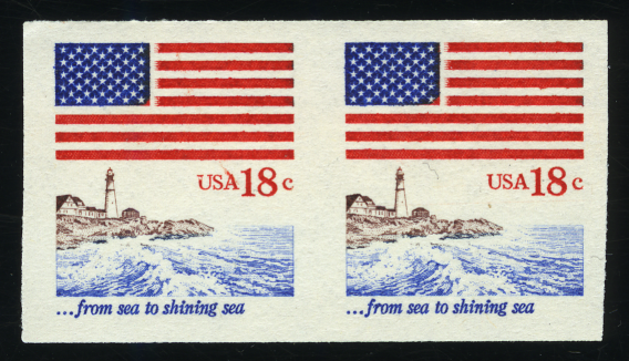 US #1891a 18¢ Lighthouse, Imperf Imperforate Pair, VF NH MNH