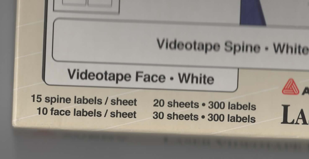 Avery Laser Videiotape Labels