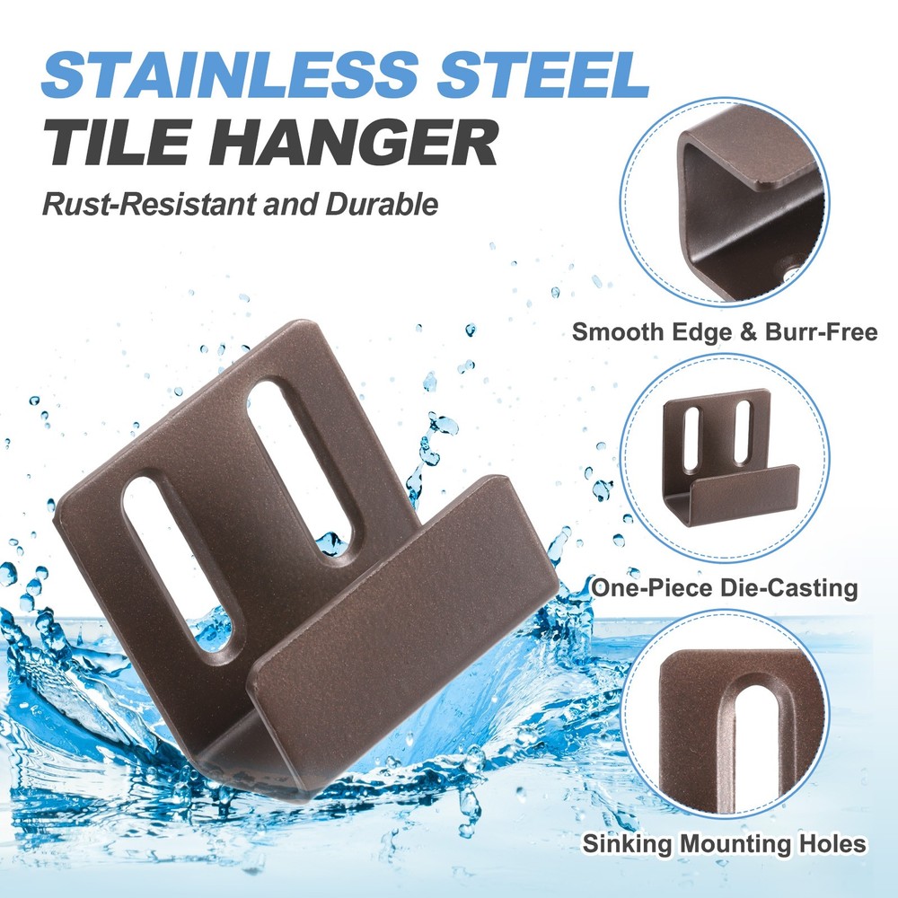10pcs Adjustable Tile Hooks, Black, 20mm (13/16")