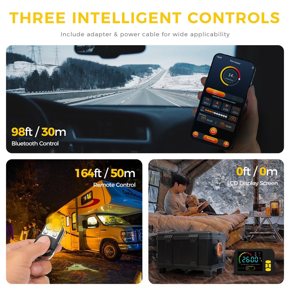 Diesel Air Heater 12V 24V 110V 8KW For Car Camper Bluetooth Toolbox Night Heater