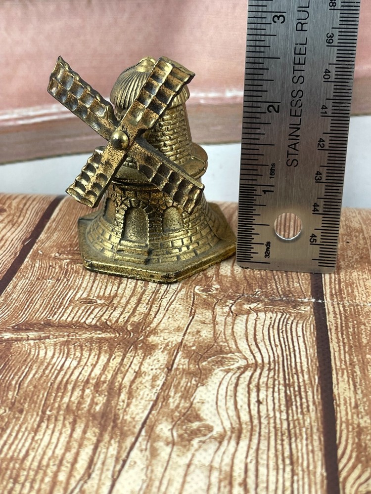 Vintage Solid Brass Dinner Bell Windmill