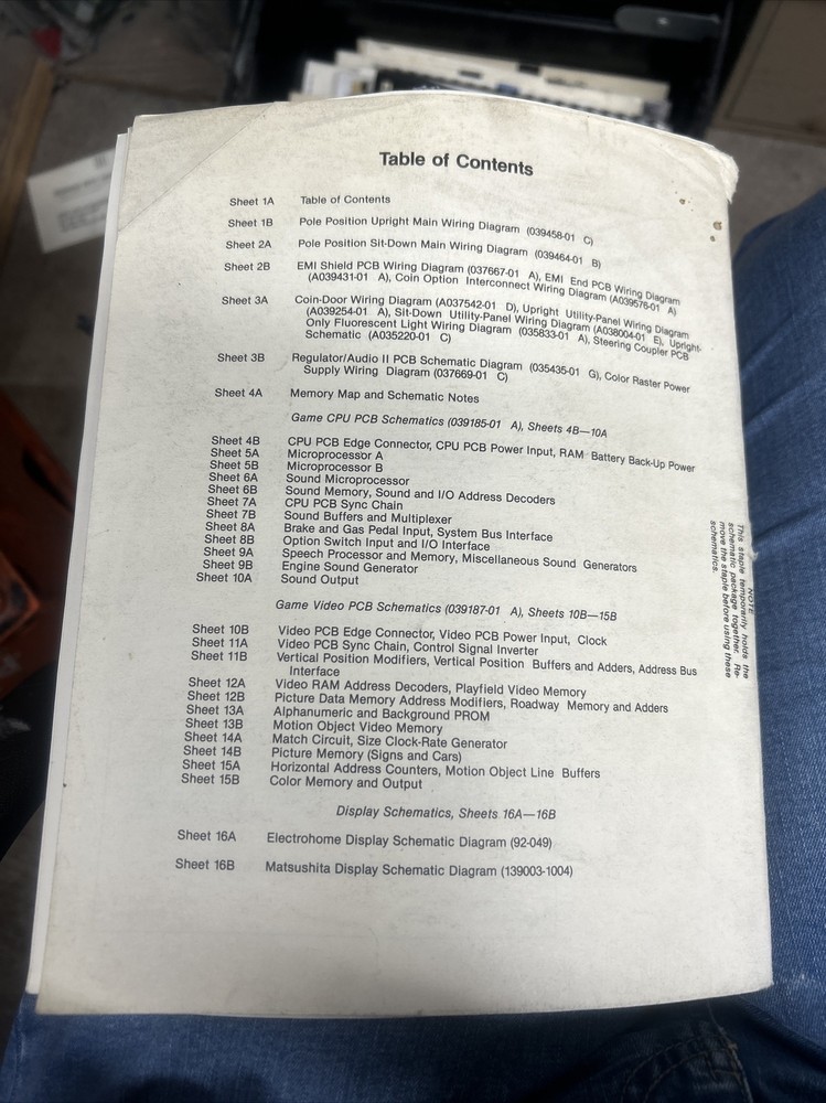 Atari POLE POSITION Arcade Video Game Manual Schematic - good used original