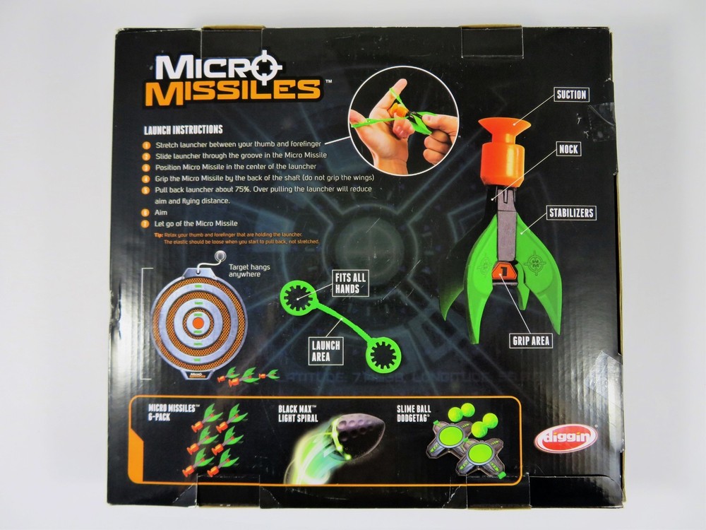 Micro Missiles Target Set Diggin Shoot From Fingertips Includes Board New In Pkg