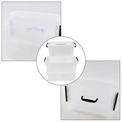Saedy 12 Quart & 6 Quart Plastic Latching Storage Container Box with Handle 2...