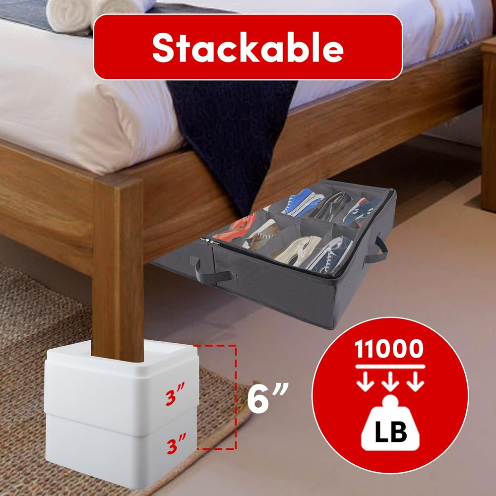 DEDU Oversized Bed Risers Heavy Duty Stackable 4 Pack, Furniture Risers for Sofa
