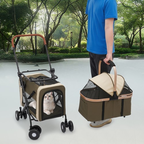 2-Tiers Stroller Dog & Cat Stroller Pet Foldable Small & Medium Dogs Stroller