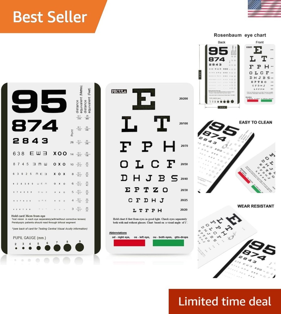 2-in-1 Snellen & Rosenbaum Pocket Eye Chart - Compact Vision Testing Solution