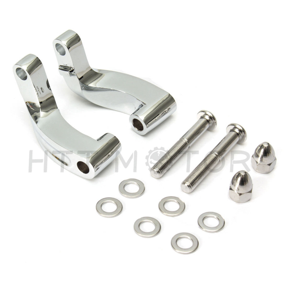 Chrome Mirror Relocation Extension Adapter Kit for Harley Davidson Motorcycles