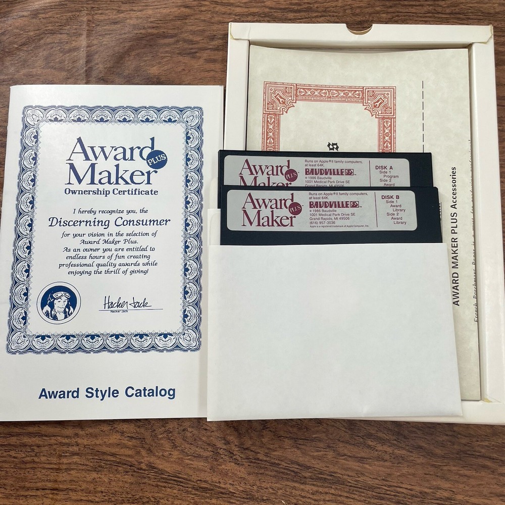 Vintage Computer Software And Game Lot Award Maker Plus & Baseball Tested 5.25”