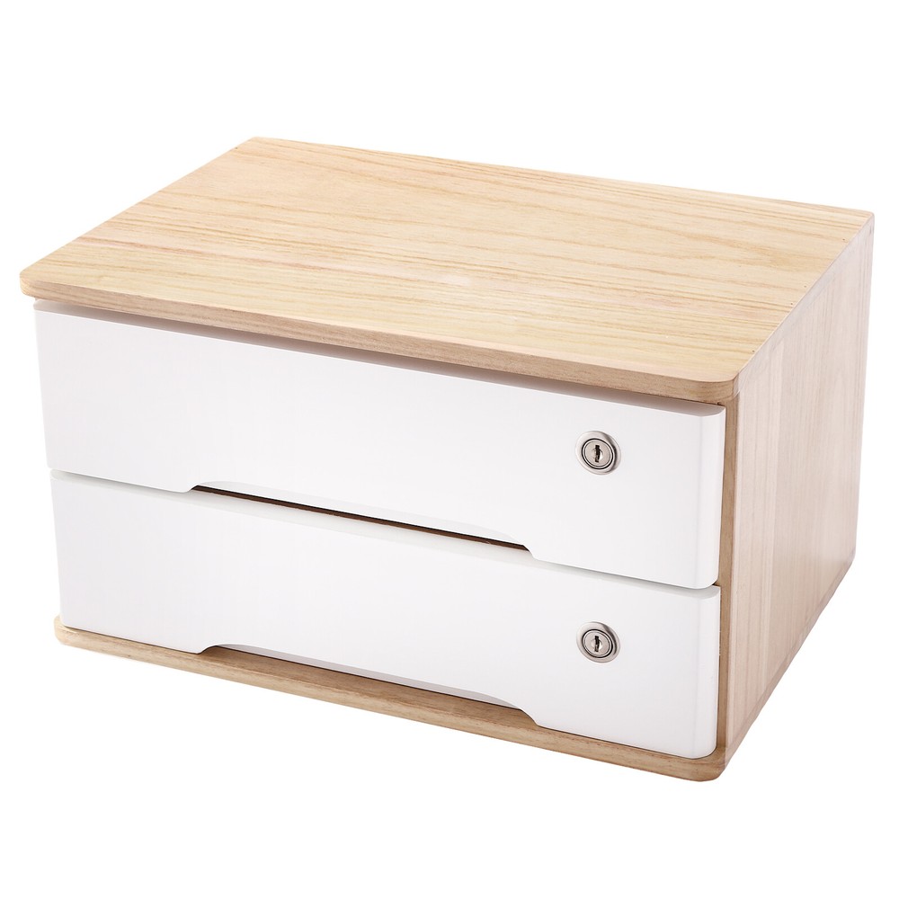 Desktop Storage Box, Desk Organizer, Desktop Storage Box with Lockable Drawers