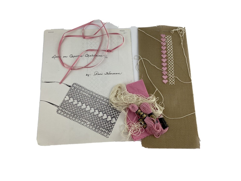 Lace On Canvas Chatelaine By Peni Harmon Canvas Pattern With Supplies - Started