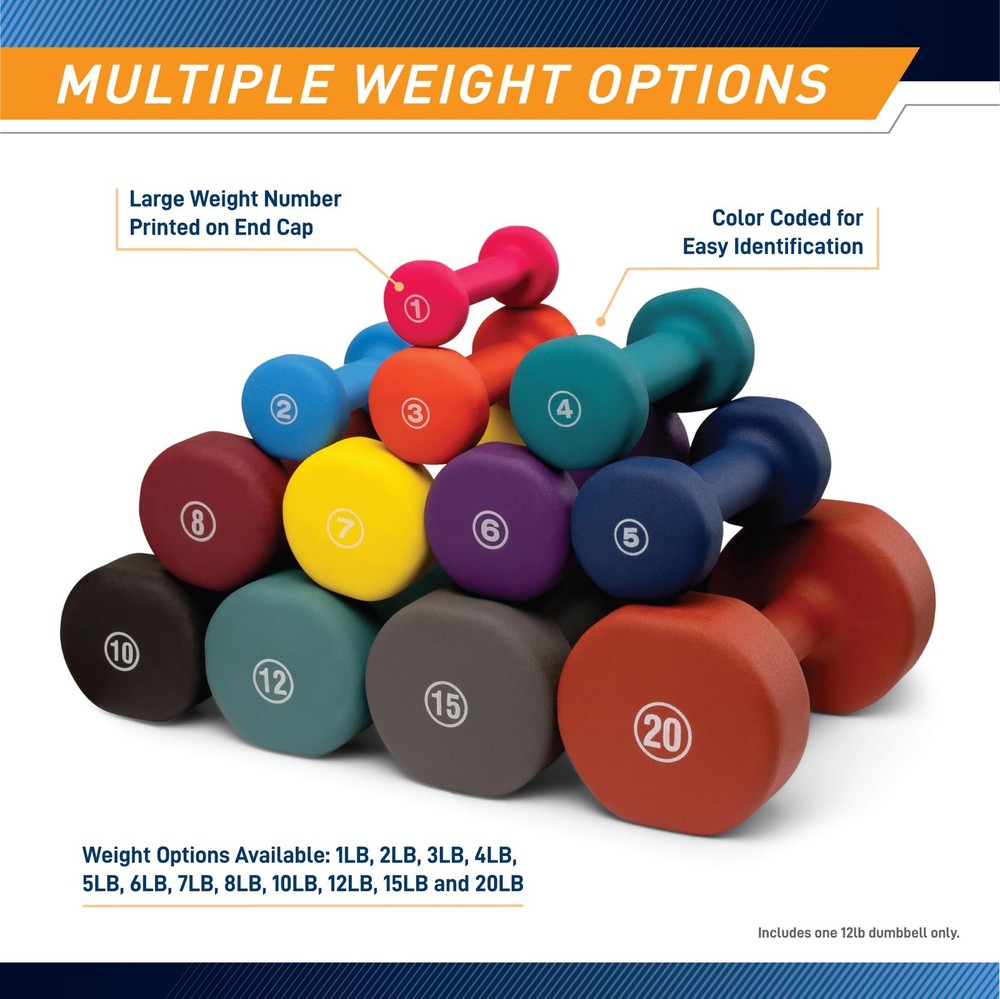 6 lb Neoprene Dumbbell - Durable, Comfortable, Perfect for Home Workouts