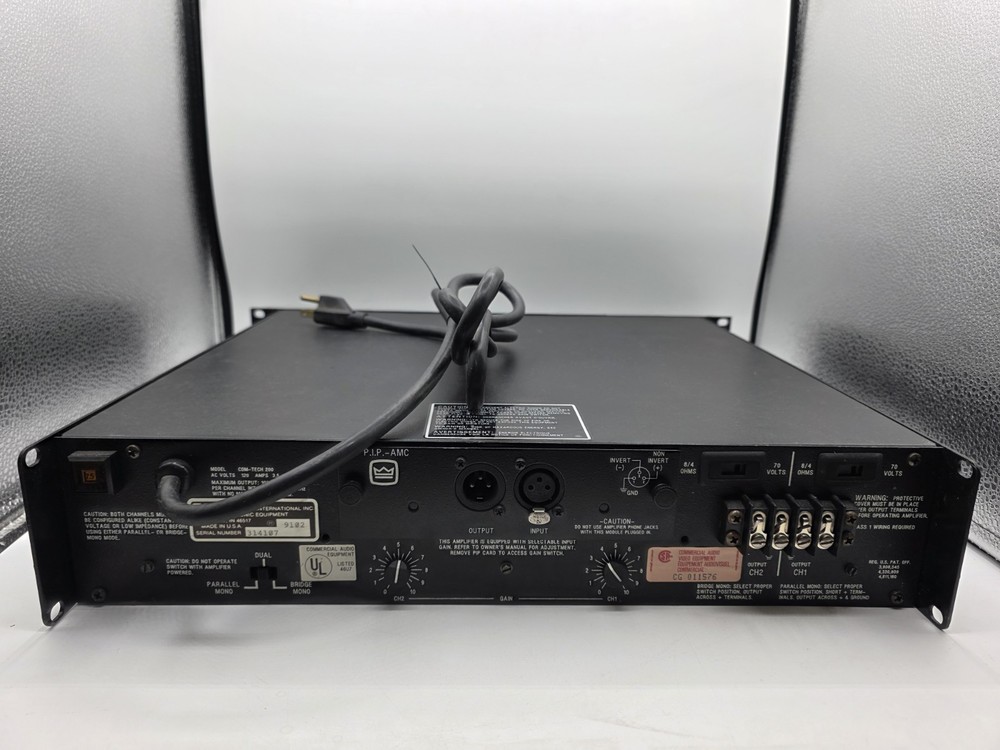 Crown Com-Tech 200 2/Ch Stereo Pro Power Amplifier 100 Watts per channel