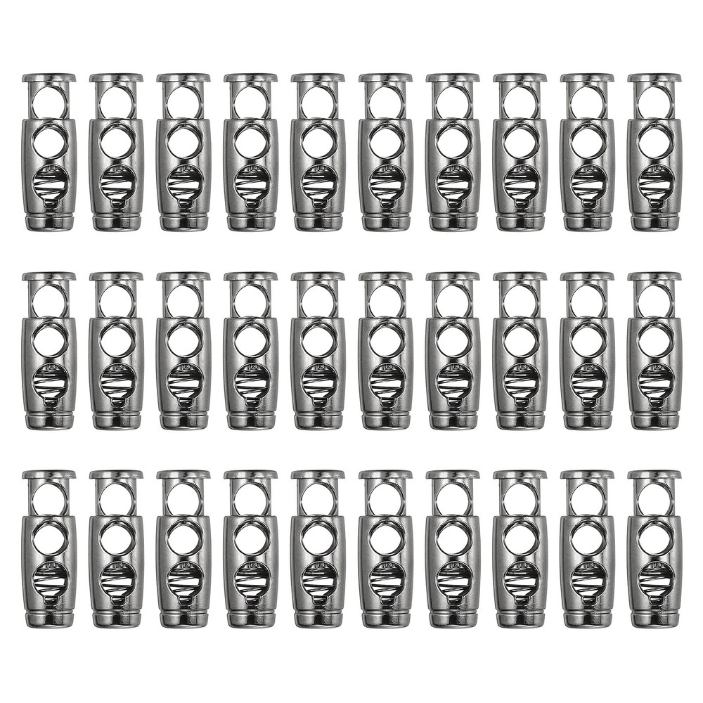 30PCS Metal Cord Locks for Drawstrings, Spring Cord Lock Stopper, Black
