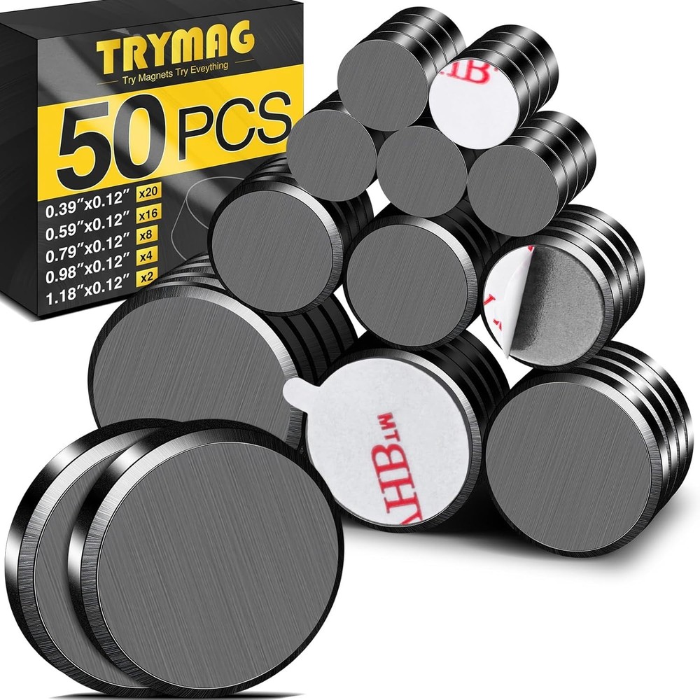 Small Magnets for Crafts with Adhesive Backing, 5 Different Size, 50Pcs Stron..
