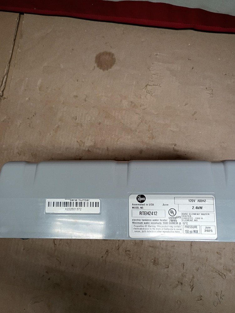 Rheem RTEH2412 2.4kW 120V Non-Thermostatic Tankless Water Heater Commercial NEW